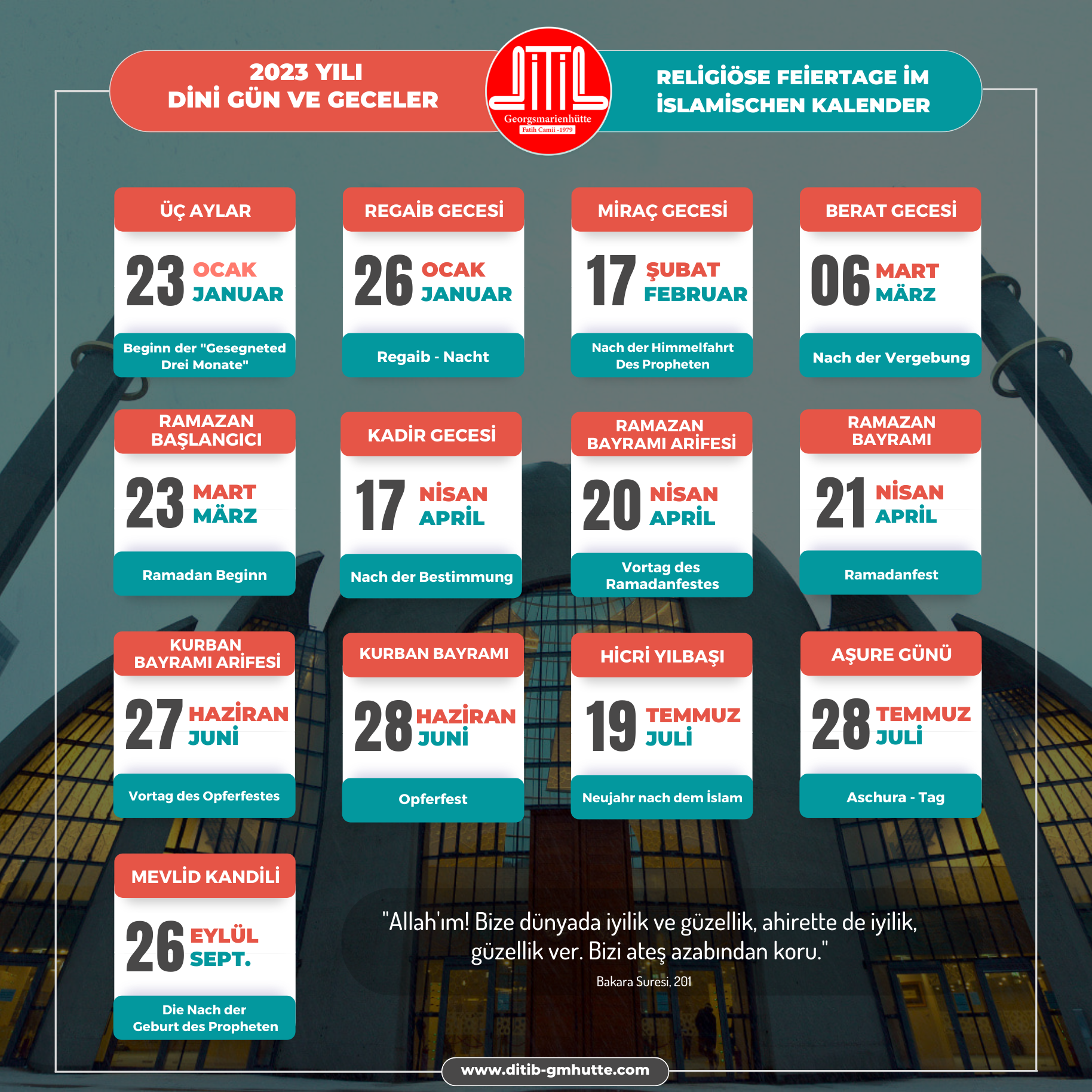2023 Dini Gün ve Geceler